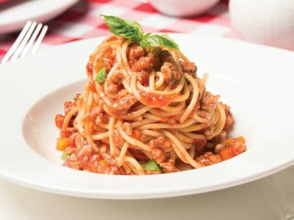 Spaghetti con carne de cerdo